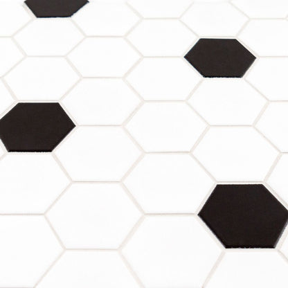 White/Black 2" Hexagon 11x12