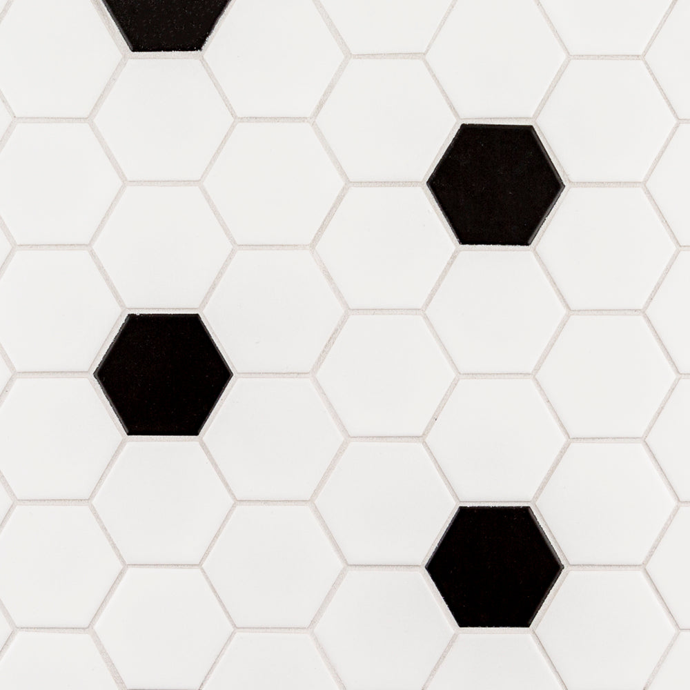 White/Black 2" Hexagon 11x12