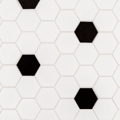 White/Black 2" Hexagon 11x12