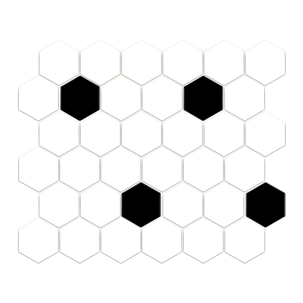 White/Black 2" Hexagon 11x12