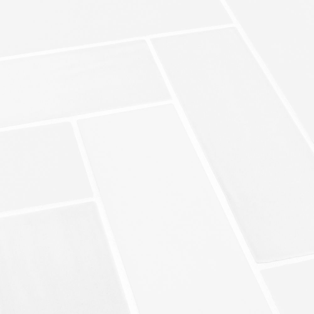White Brick Herringbone 11x15 Matte