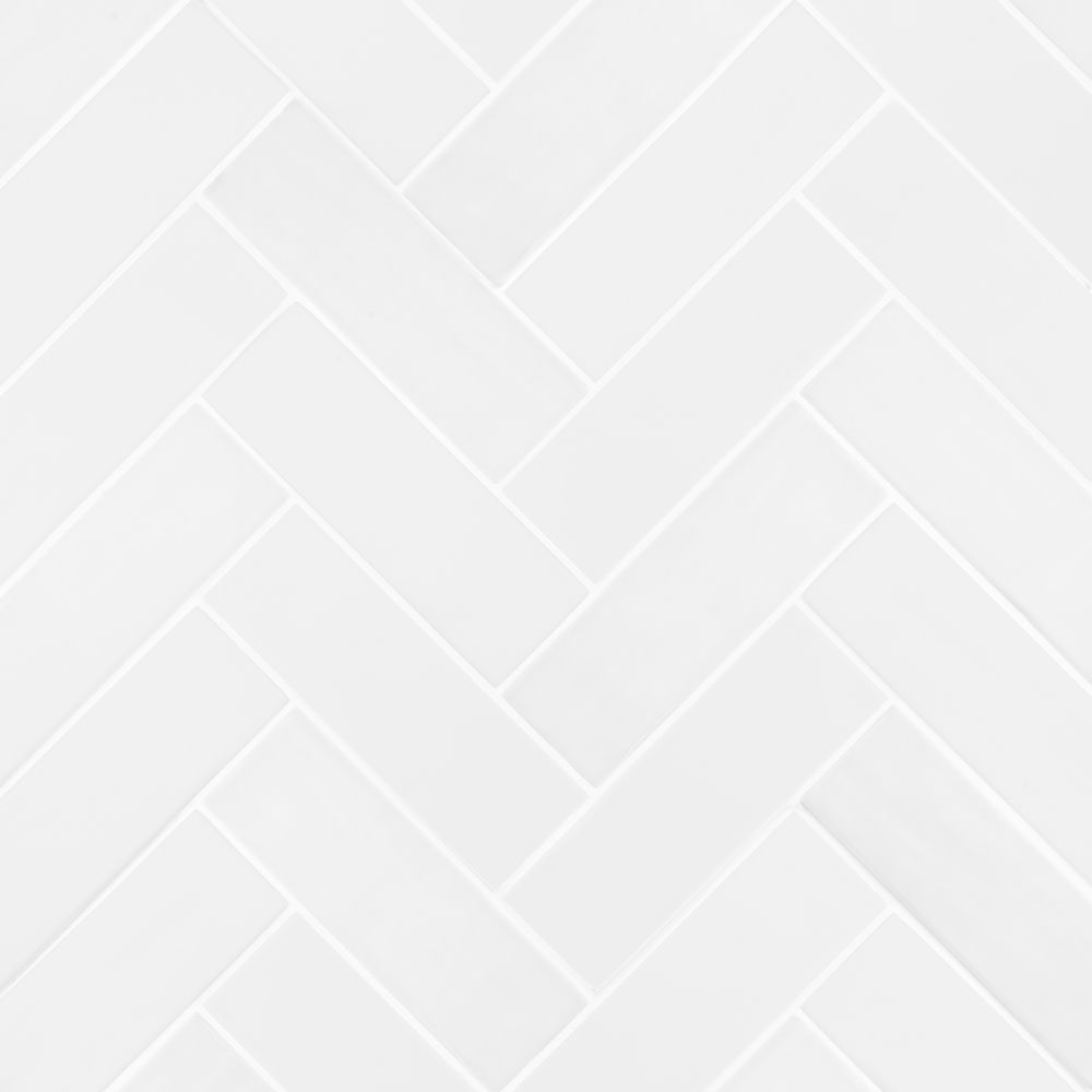 White Brick Herringbone 11x15 Matte