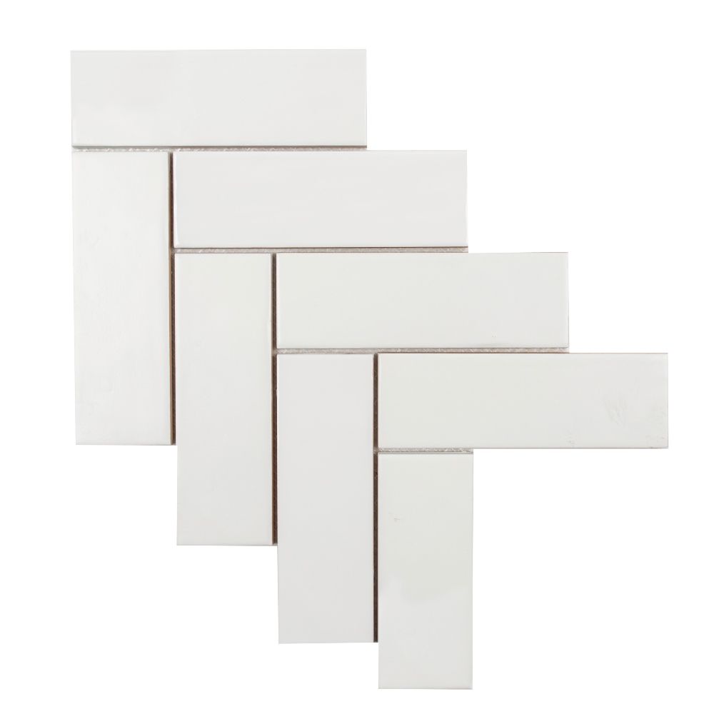 White Brick Herringbone 11x15 Matte