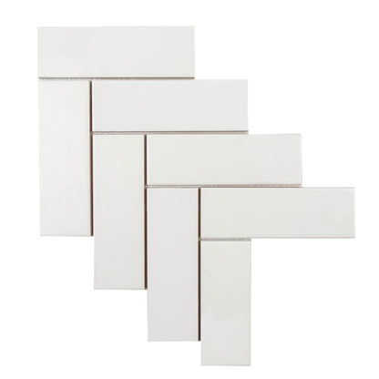 White Brick Herringbone 11x15 Matte