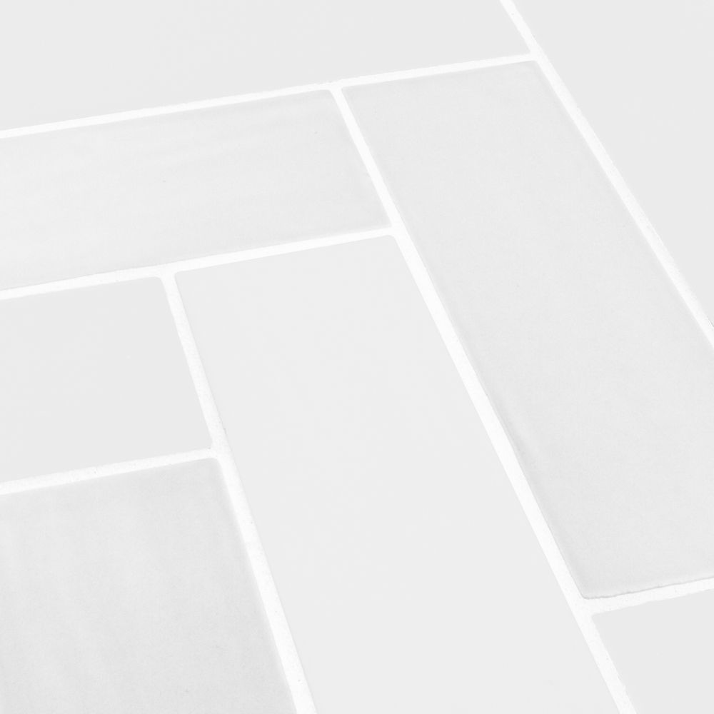 Matte/Gloss White Brick Herringbone 11x15