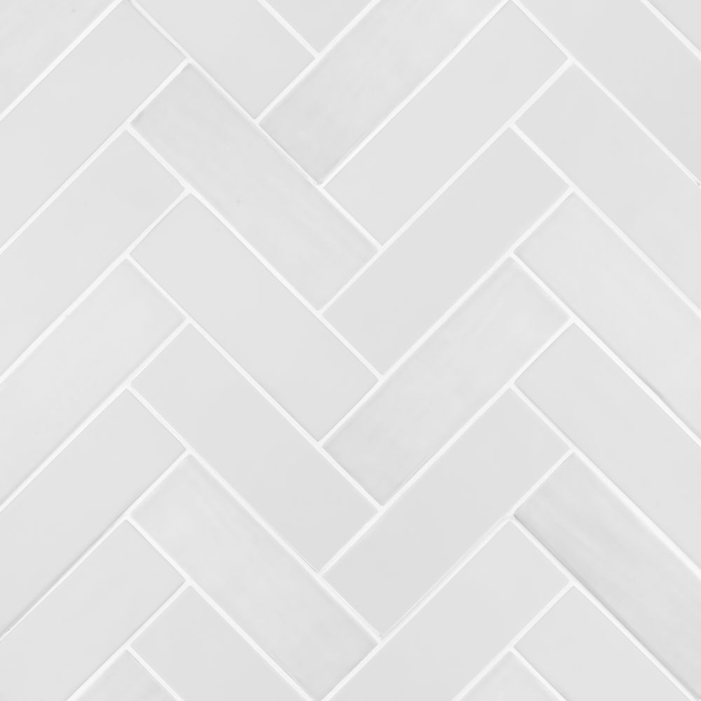Matte/Gloss White Brick Herringbone 11x15