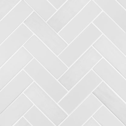 Matte/Gloss White Brick Herringbone 11x15