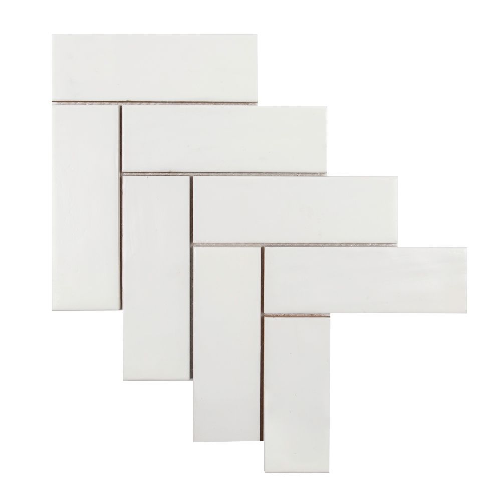 Matte/Gloss White Brick Herringbone 11x15