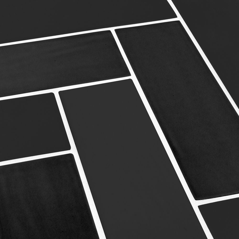 Black Brick Herringbone 11x15 Matte
