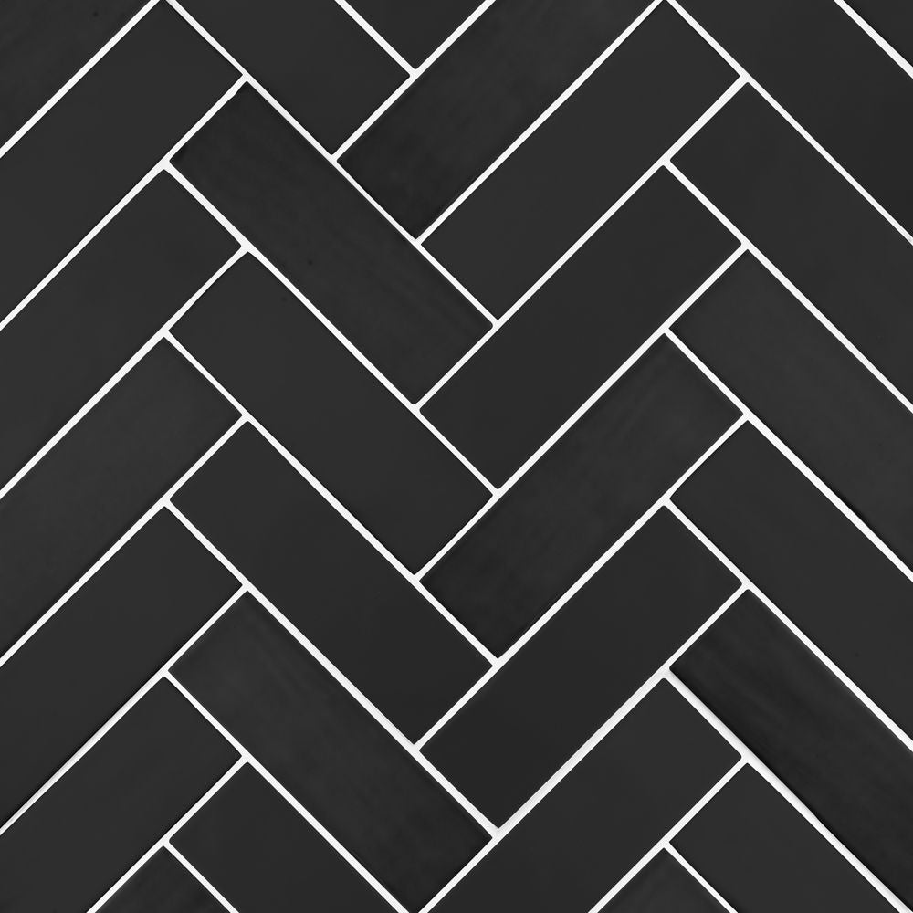 Black Brick Herringbone 11x15 Matte