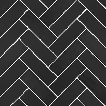 Black Brick Herringbone 11x15 Matte