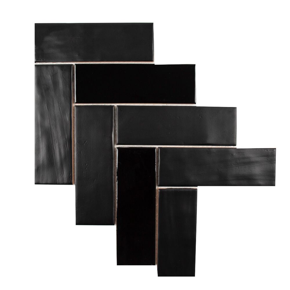 Black Brick Herringbone 11x15 Matte
