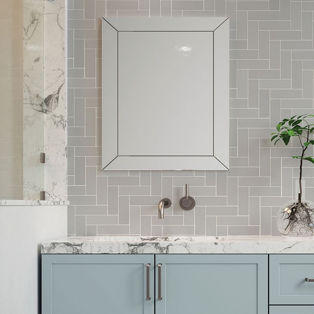 Grey Brick Herringbone 11x15 Matte