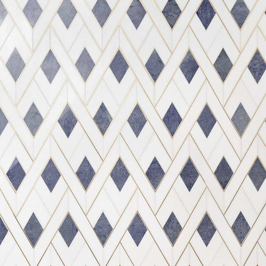 Azul- White Thassos, Blue Macauba, Brass Polished