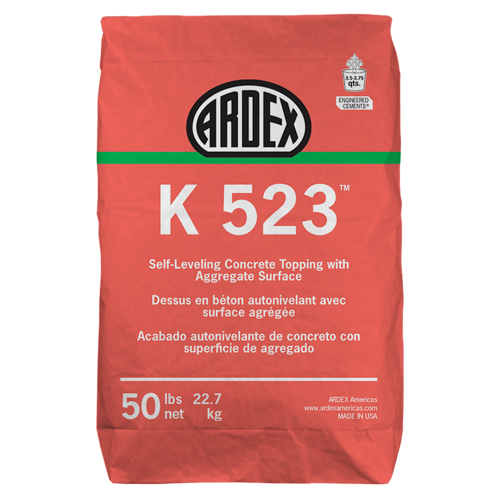 ARDEX K 523 self-leveling concrete topping with aggregate surface, 50 LB bag