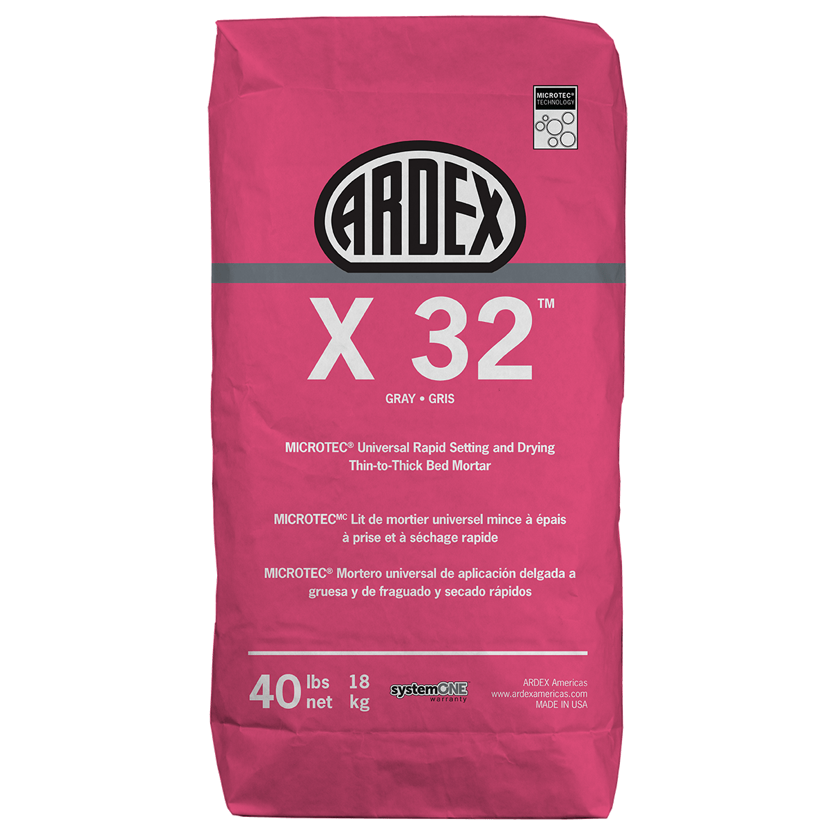 X 32 MICROTEC Rapid Set Thin-to-Thick Bed Mortar (GRAY)