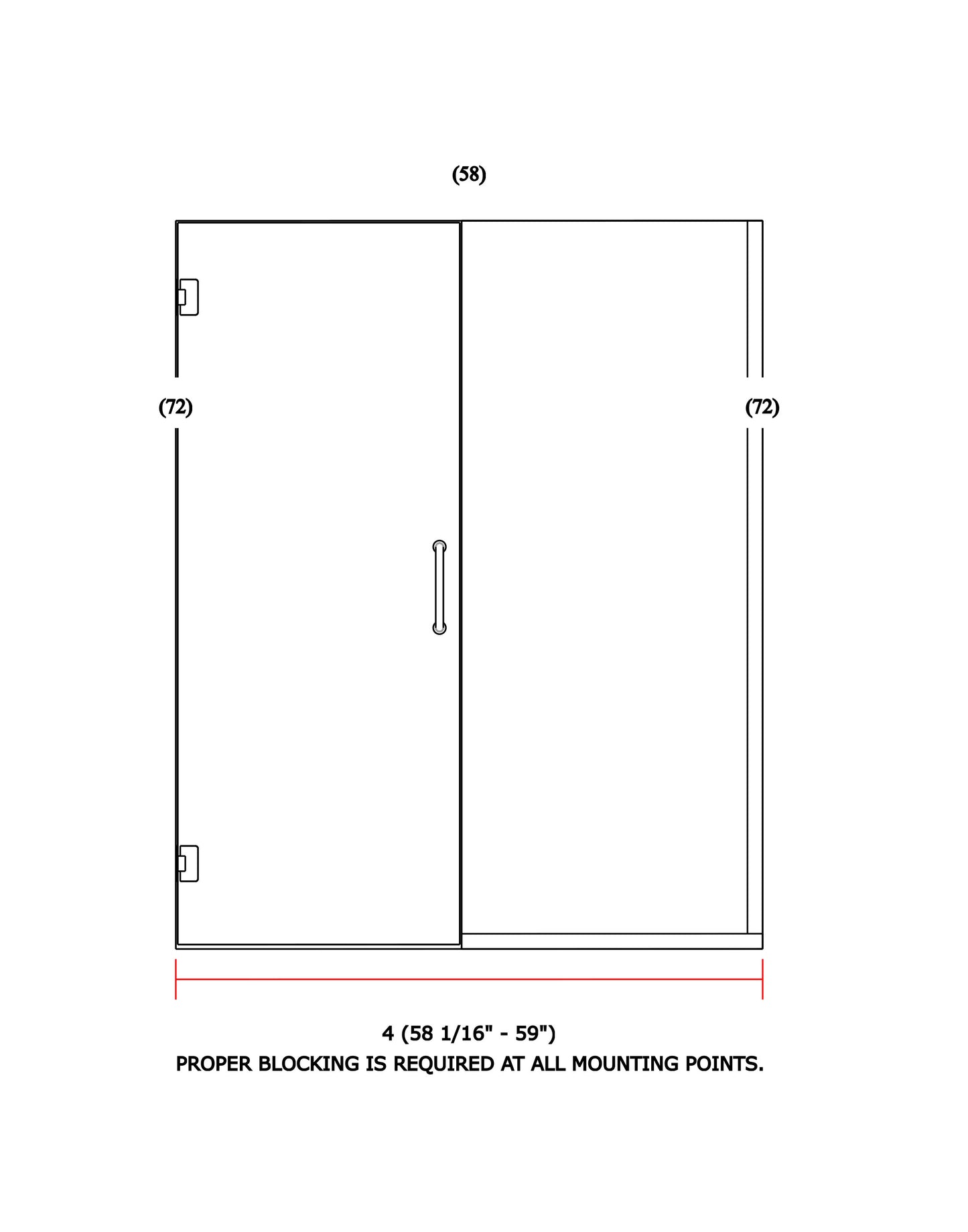 Glass Shower Enclosure 58 1/16" - 59"x72"