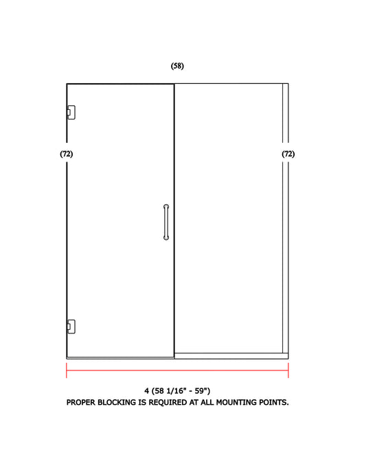 Glass Shower Enclosure 58 1/16" - 59"x72"