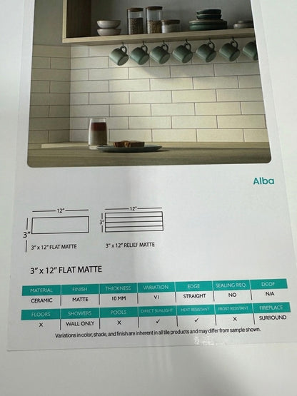 Alba Flat 3x12 Matte