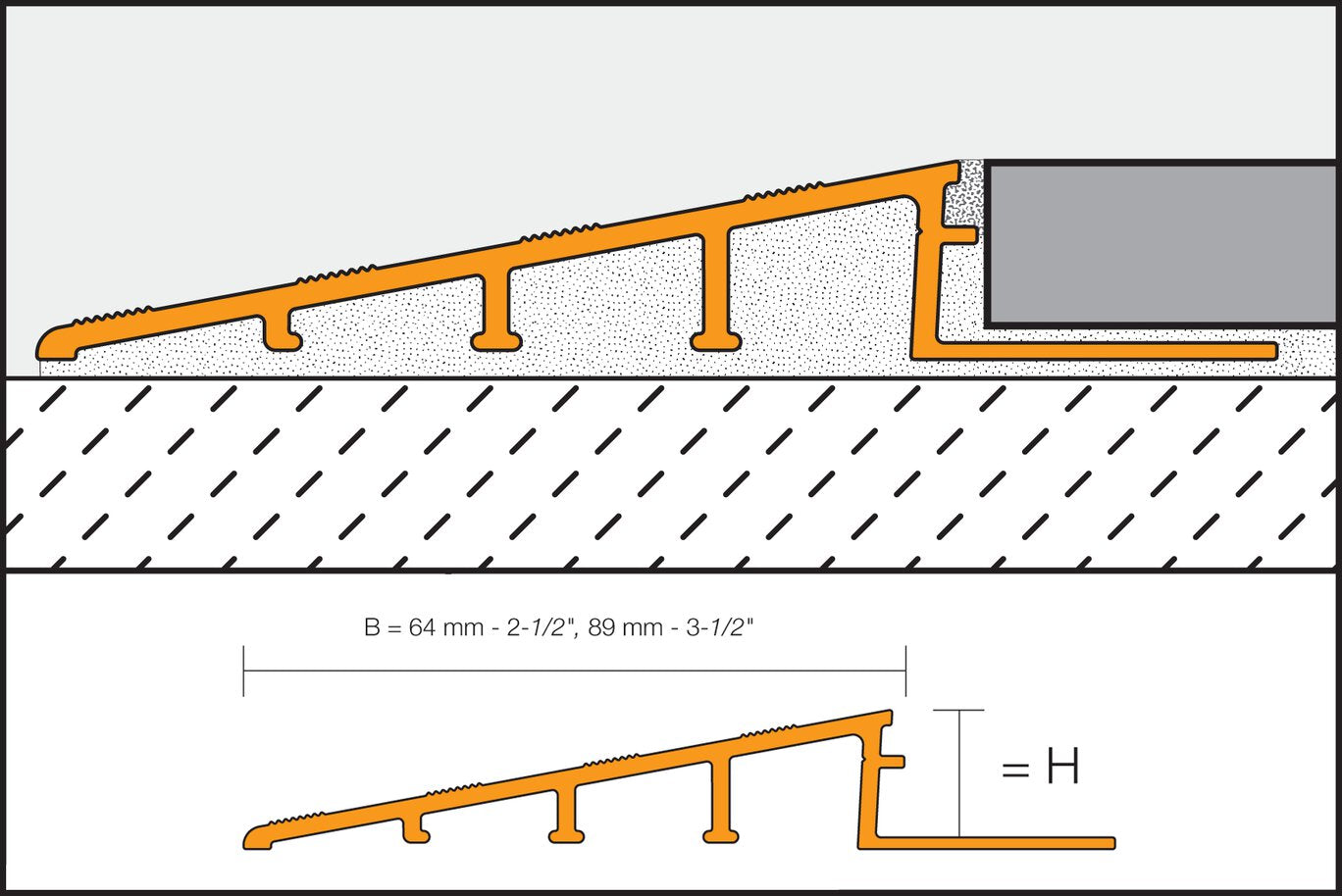 Aluminum Ramp Reducer 1/2" 8ft 2in Matte