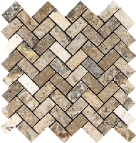 Mocha Onyx 1x2 Herringbone Tumbled