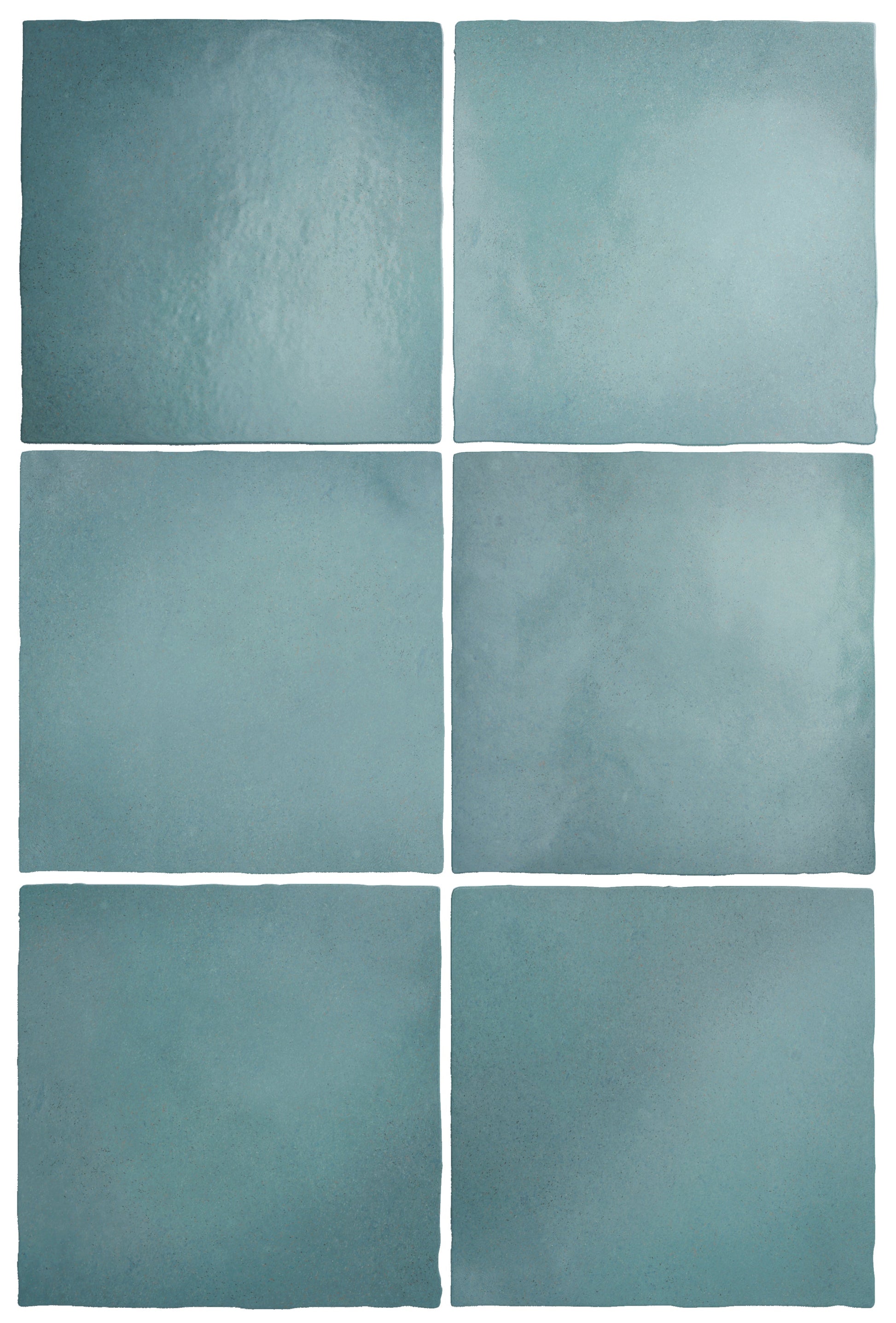 Six square teal tiles arranged in a 2x3 grid on a white background