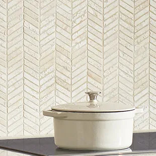 Beige Chevron Mosaic 12x14