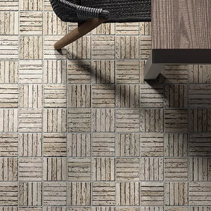 Beige Parquet Mosaic 12x12