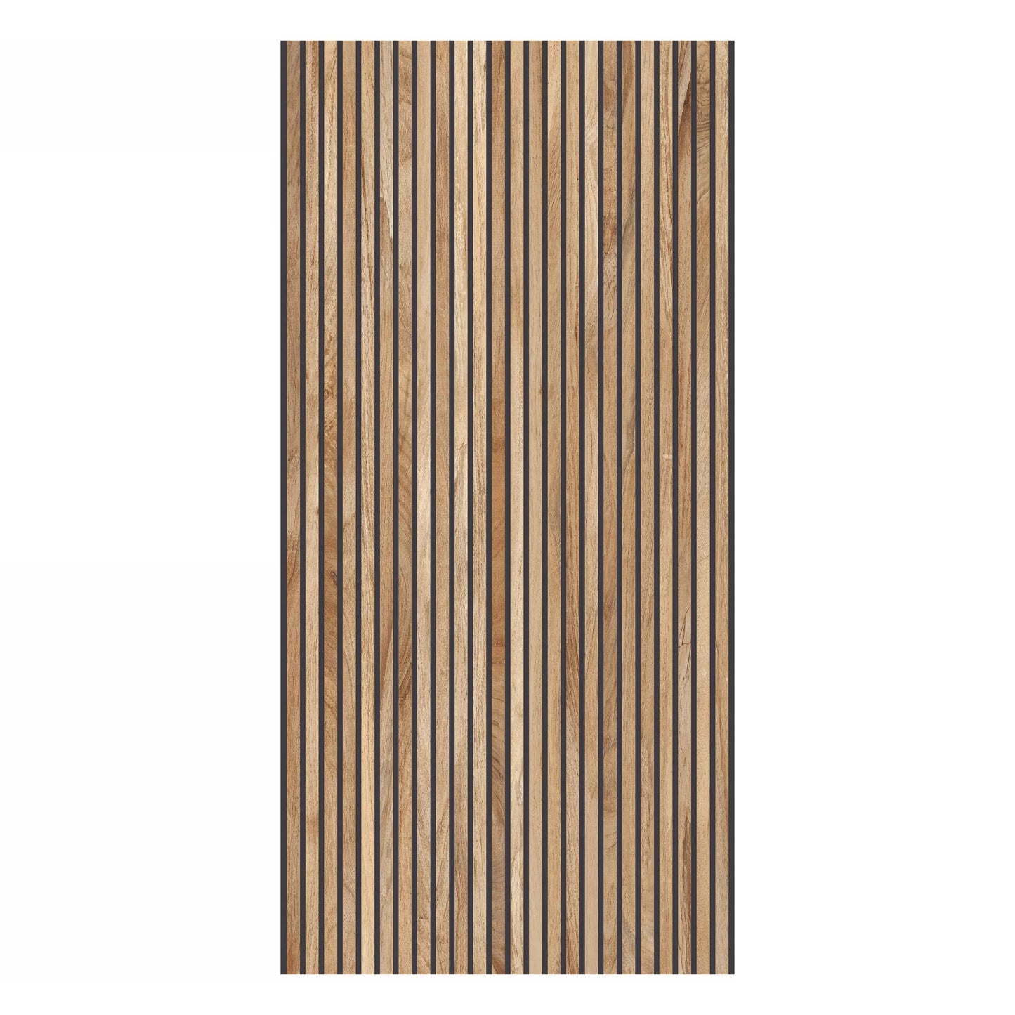 Wooden slat panel with horizontal stripes on a white background
