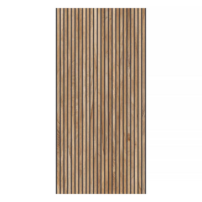 Wooden panel with vertical stripes on a white background