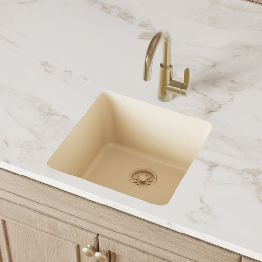 Bisque Bar/Prep Bowl Seamless Undermount Sink 16-5/8"
