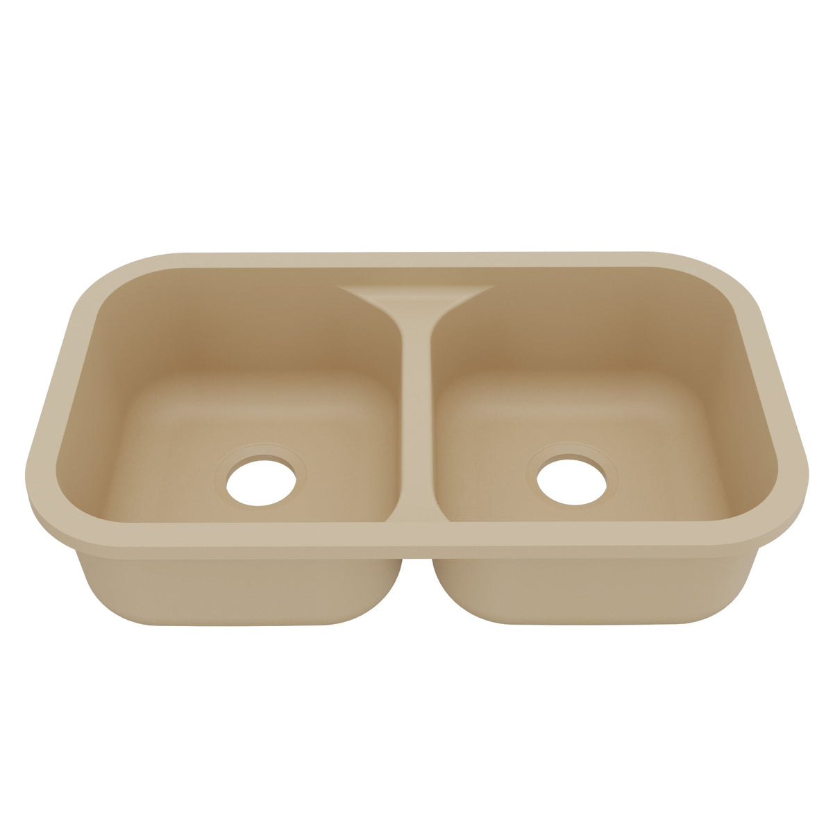 Bisque Double Equal Bowl Seamless Undermount Sink 32-1/2"