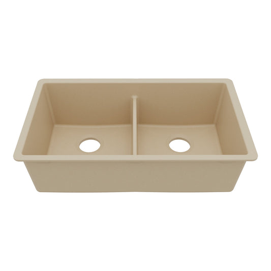 Bisque Double Equal Bowl Undermount Sink 32-3/8"