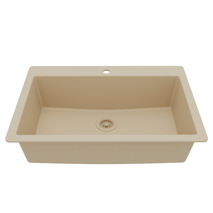 Bisque Large Single Bowl Top Mount Sink 33"