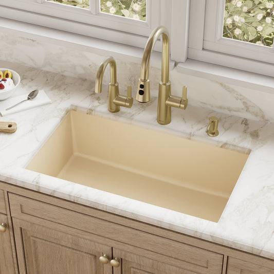 Bisque Large Single Bowl Undermount Sink 31-7/16"