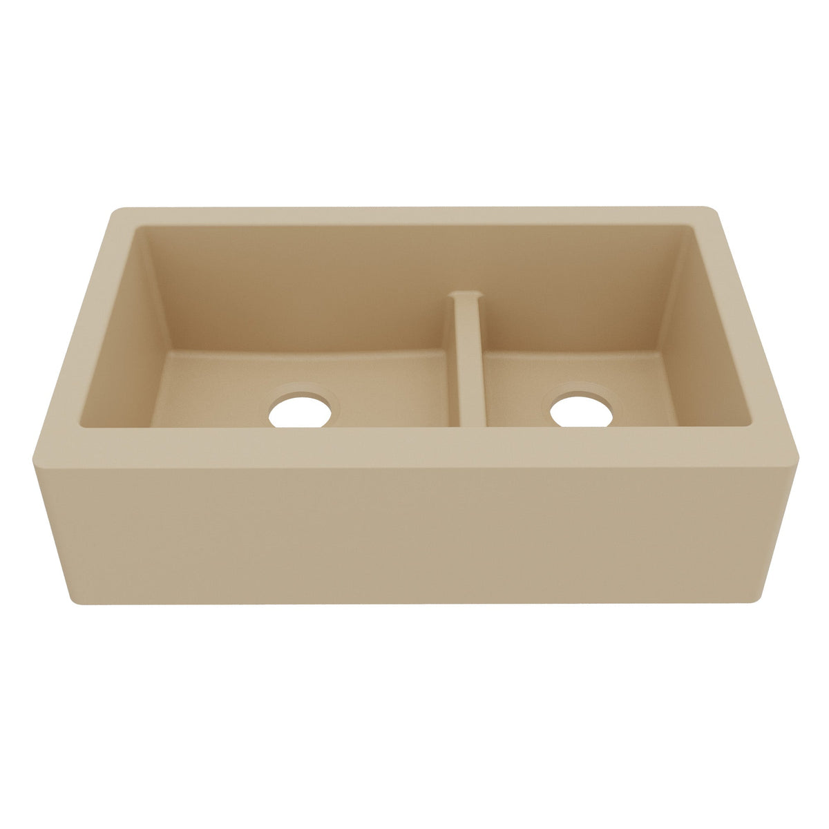 Bisque Large/Small Bowl Farmhouse Sink 34"