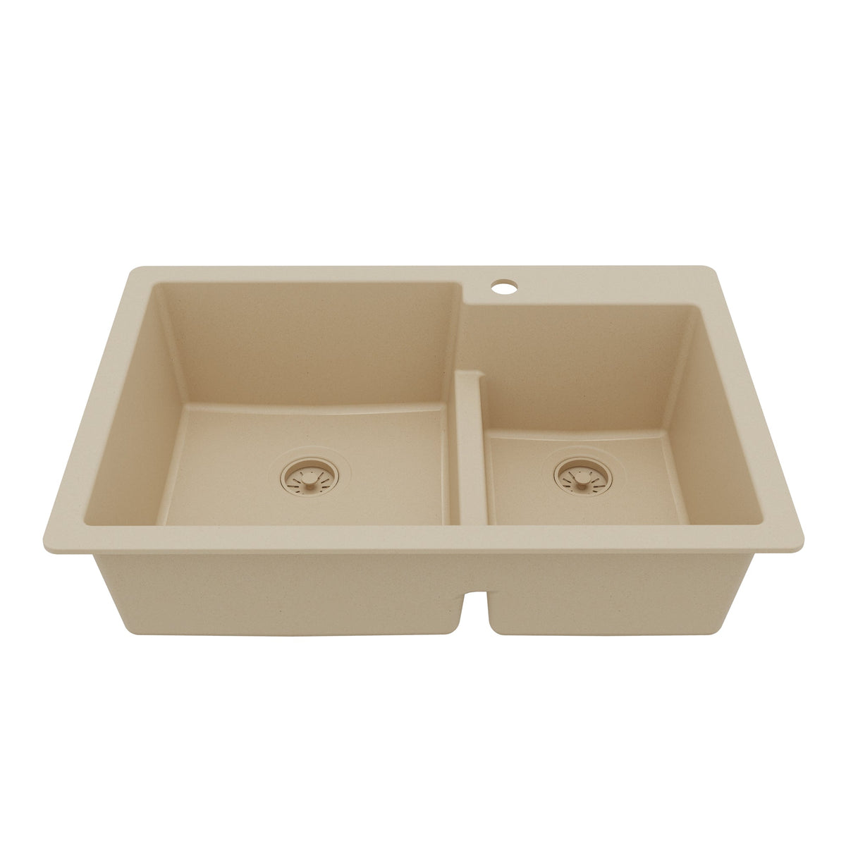 Bisque Large/Small Bowl Top Mount Sink 33"