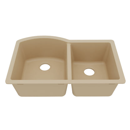 Bisque Large/Small Bowl Undermount Sink 32"