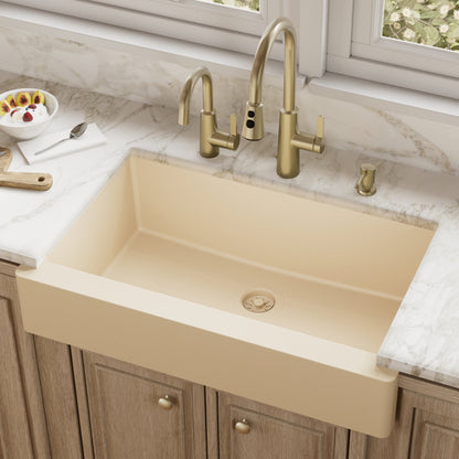 Bisque Retrofit Large Single Bowl Farmhouse Sink 34"
