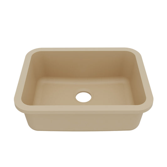Bisque Single Bowl Seamless Undermount Sink 24-1/4"
