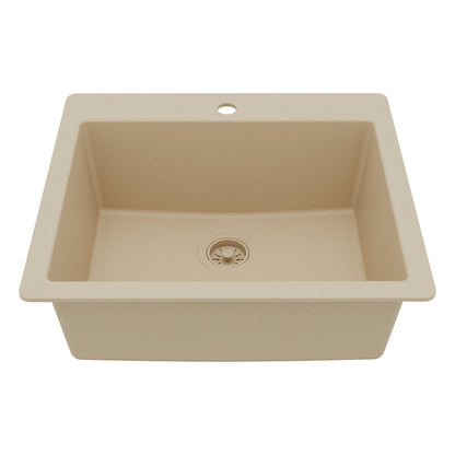 Bisque Single Bowl Top Mount Sink 25"