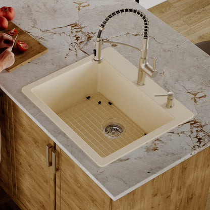 Bisque Single Bowl Top Mount Sink 25"