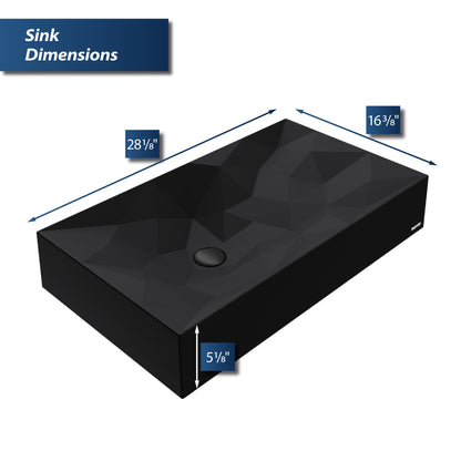 Black Diamond Quartz Vessel Vanity Sink 28-1/8"