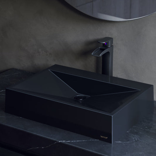Black Envy Quartz Vessel Vanity Sink 24-1/4"