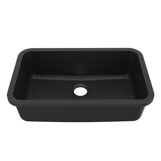 Black Large Single Bowl Seamless Undermount Sink 30-7/8"