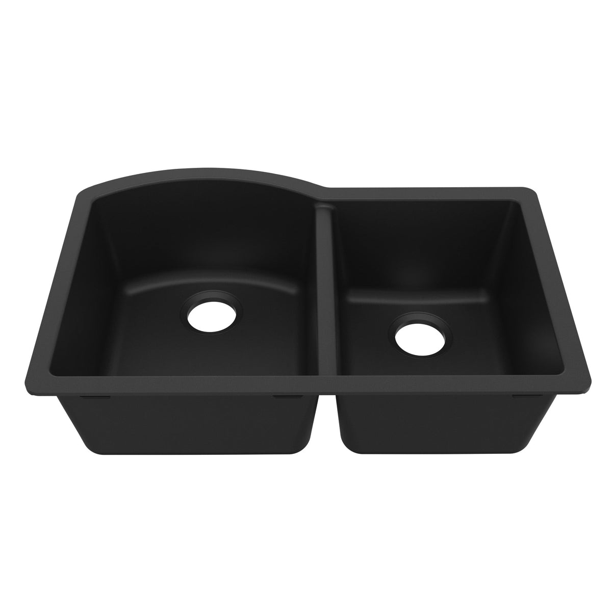 Black Large/Small Bowl Undermount Sink 32"