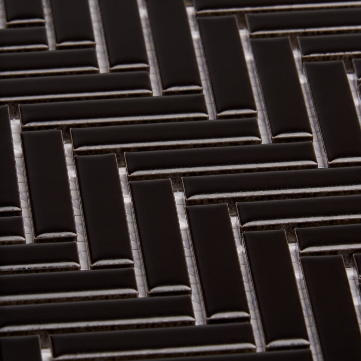 Black Matte Herringbone ½ x 2
