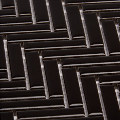 Black Matte Herringbone ½ x 2