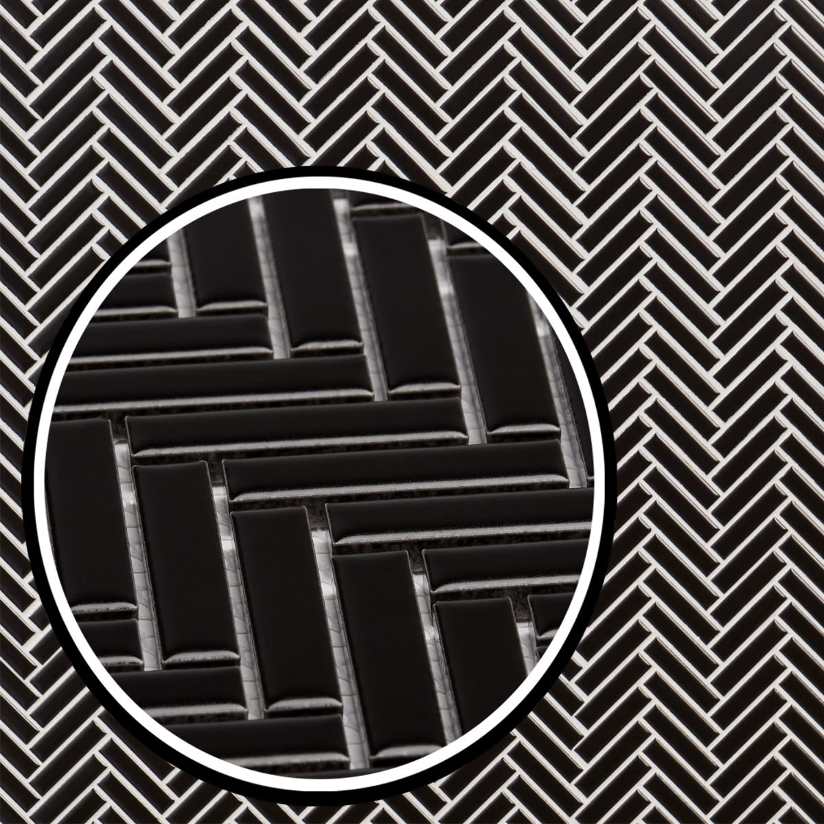 Black Matte Herringbone ½ x 2