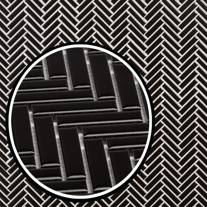 Black Matte Herringbone ½ x 2